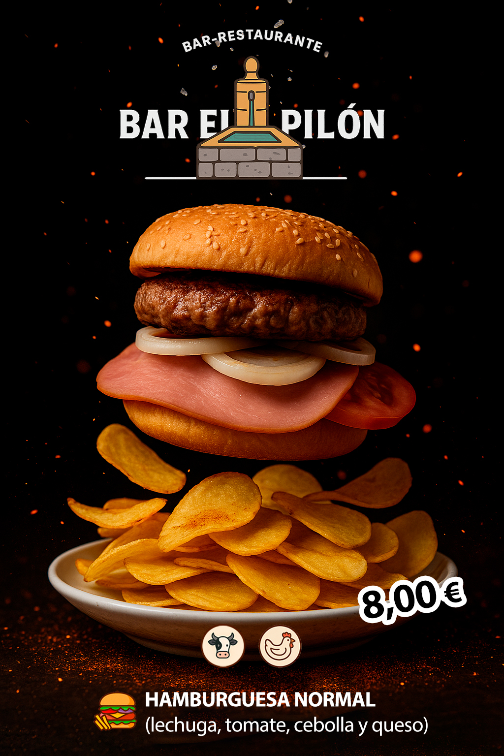 Anuncio publicitario de hamburguesa para Bar El Pilón
