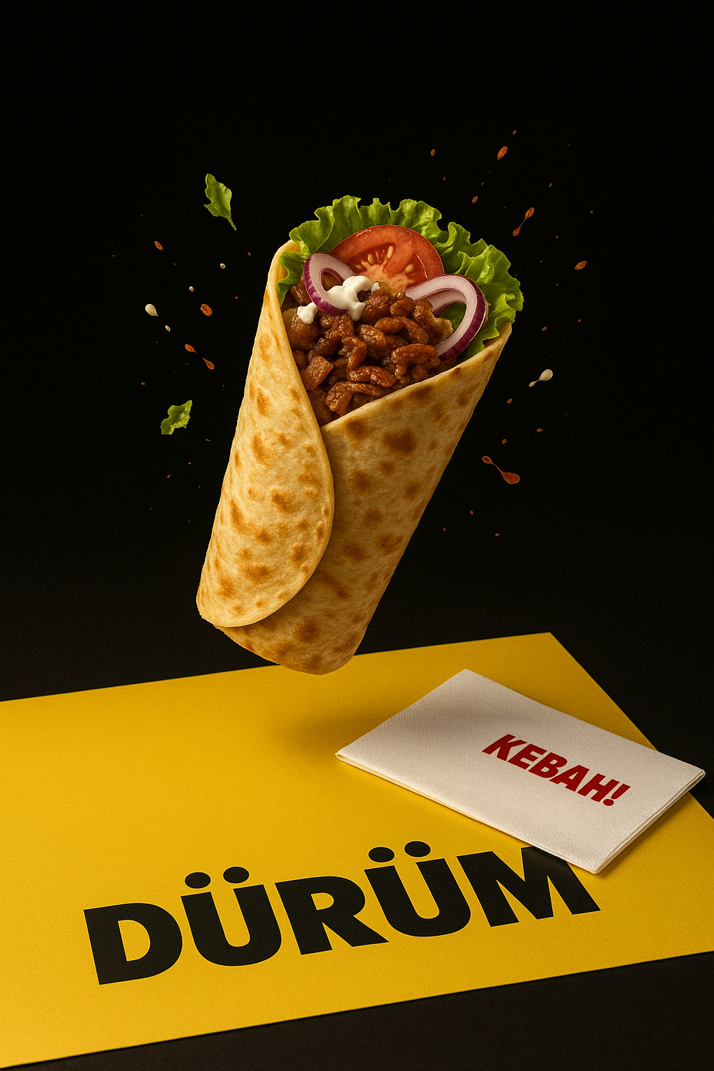 Imagen publicitaria de dürüm para negocio kebab